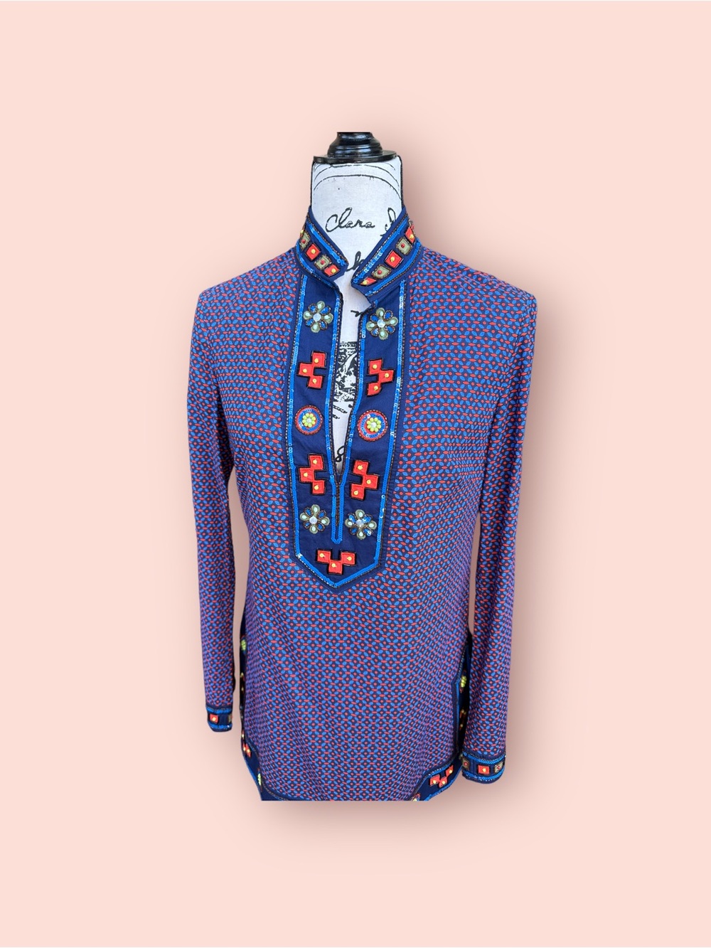 Tory Burch Purple Long-Sleeve Embellished Tunic Shirt - Picture 6 of 6